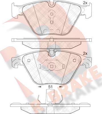 R Brake RB2065 - Тормозные колодки, дисковые, комплект autospares.lv