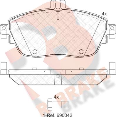 R Brake RB2061 - Тормозные колодки, дисковые, комплект autospares.lv