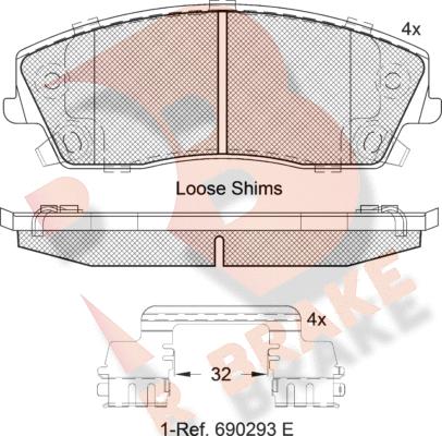 R Brake RB2067 - Тормозные колодки, дисковые, комплект autospares.lv