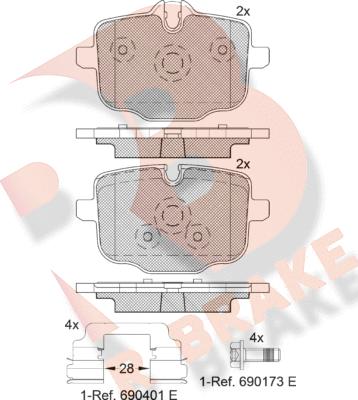 R Brake RB2005-202 - Тормозные колодки, дисковые, комплект autospares.lv