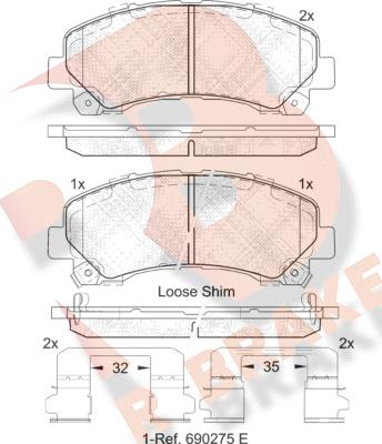 R Brake RB2082 - Тормозные колодки, дисковые, комплект autospares.lv