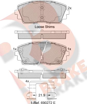 R Brake RB2034 - Тормозные колодки, дисковые, комплект autospares.lv