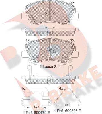 R Brake RB2035-233 - Тормозные колодки, дисковые, комплект autospares.lv