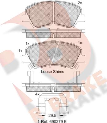 R Brake RB2035 - Тормозные колодки, дисковые, комплект autospares.lv