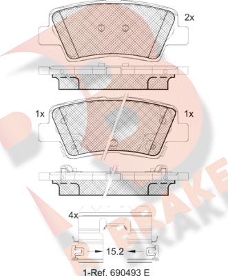 R Brake RB2036-066 - Тормозные колодки, дисковые, комплект autospares.lv