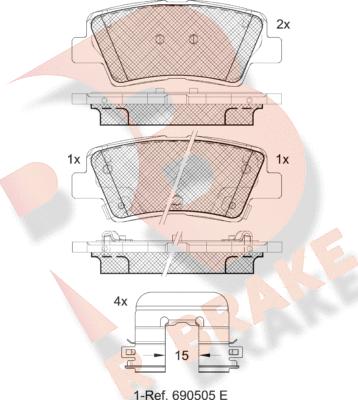 R Brake RB2036-208 - Тормозные колодки, дисковые, комплект autospares.lv