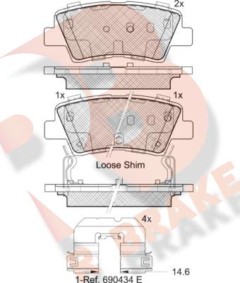 R Brake RB2036-203 - Тормозные колодки, дисковые, комплект autospares.lv