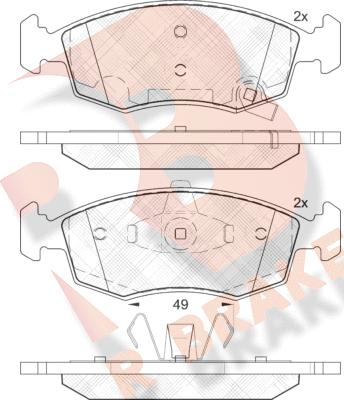 R Brake RB2032 - Тормозные колодки, дисковые, комплект autospares.lv