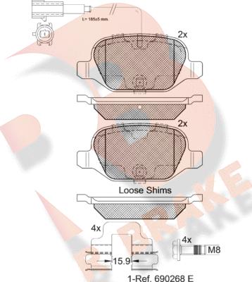 R Brake RB2037 - Тормозные колодки, дисковые, комплект autospares.lv