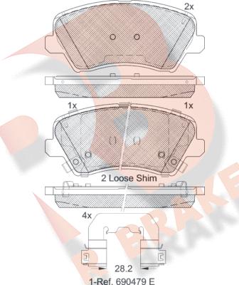 R Brake RB2029-234 - Тормозные колодки, дисковые, комплект autospares.lv