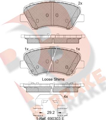 R Brake RB2029 - Тормозные колодки, дисковые, комплект autospares.lv