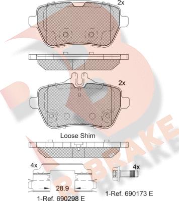 R Brake RB2076 - Тормозные колодки, дисковые, комплект autospares.lv