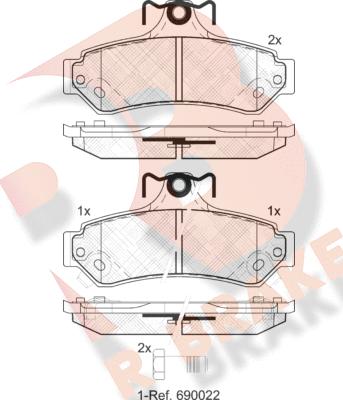 R Brake RB2078 - Тормозные колодки, дисковые, комплект autospares.lv