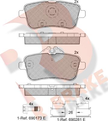 R Brake RB2072-066 - Тормозные колодки, дисковые, комплект autospares.lv