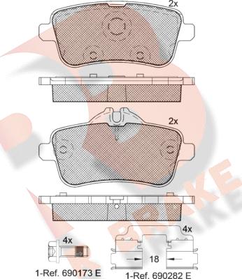 R Brake RB2072-067 - Тормозные колодки, дисковые, комплект autospares.lv