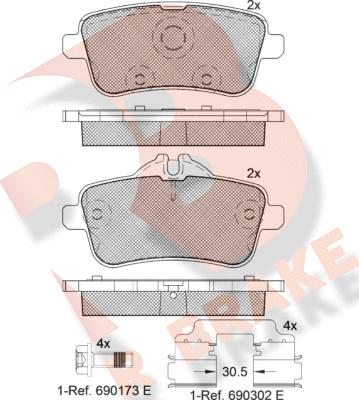 R Brake RB2072-200 - Тормозные колодки, дисковые, комплект autospares.lv