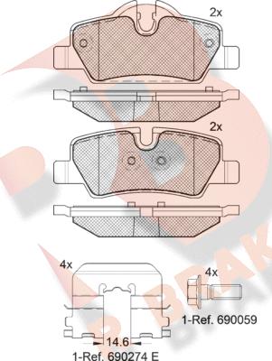 R Brake RB2190 - Тормозные колодки, дисковые, комплект autospares.lv