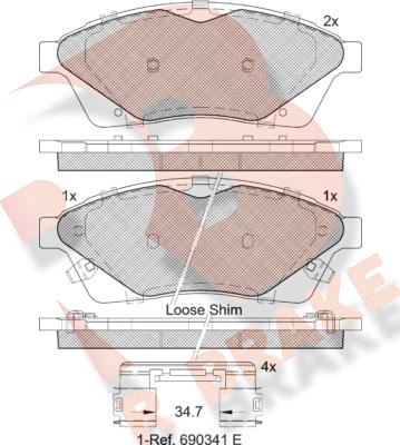 R Brake RB2144 - Тормозные колодки, дисковые, комплект autospares.lv