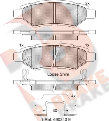 R Brake RB2142 - Тормозные колодки, дисковые, комплект autospares.lv