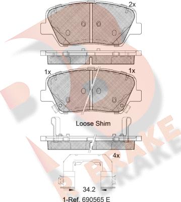 R Brake RB2147-203 - Тормозные колодки, дисковые, комплект autospares.lv