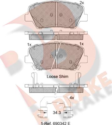 R Brake RB2147 - Тормозные колодки, дисковые, комплект autospares.lv