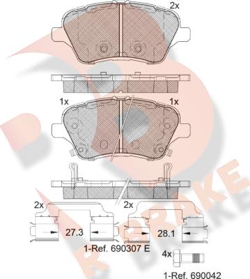 R Brake RB2108-203 - Тормозные колодки, дисковые, комплект autospares.lv