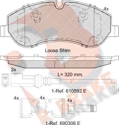 R Brake RB2119 - Тормозные колодки, дисковые, комплект autospares.lv