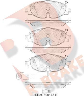 R Brake RB2111 - Тормозные колодки, дисковые, комплект autospares.lv