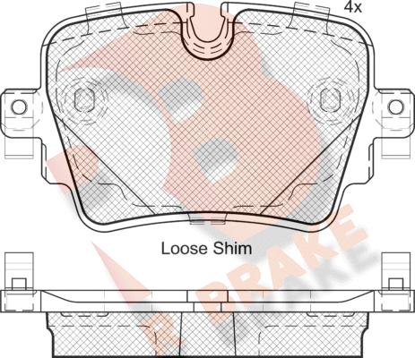 R Brake RB2186 - Тормозные колодки, дисковые, комплект autospares.lv