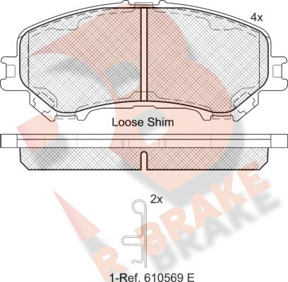 R Brake RB2181-200 - Тормозные колодки, дисковые, комплект autospares.lv