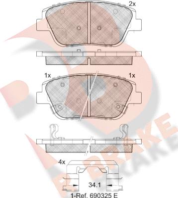 R Brake RB2136 - Тормозные колодки, дисковые, комплект autospares.lv