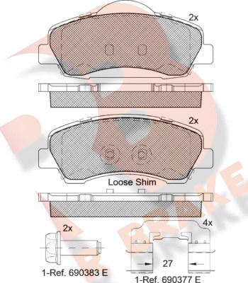 R Brake RB2131-067 - Тормозные колодки, дисковые, комплект autospares.lv