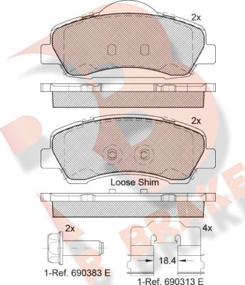 R Brake RB2131 - Тормозные колодки, дисковые, комплект autospares.lv