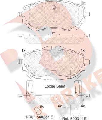 R Brake RB2129 - Тормозные колодки, дисковые, комплект autospares.lv