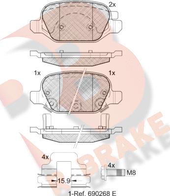 R Brake RB2128 - Тормозные колодки, дисковые, комплект autospares.lv