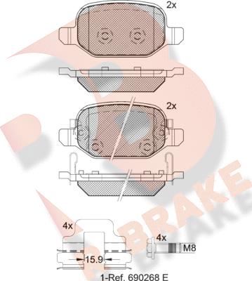 R Brake RB2127 - Тормозные колодки, дисковые, комплект autospares.lv