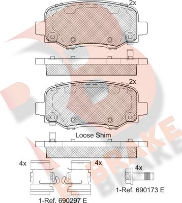 R Brake RB2176 - Тормозные колодки, дисковые, комплект autospares.lv