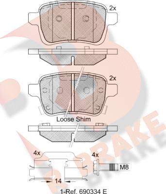 R Brake RB2170-203 - Тормозные колодки, дисковые, комплект autospares.lv