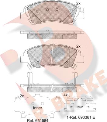 R Brake RB2178-233 - Тормозные колодки, дисковые, комплект autospares.lv