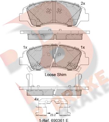 R Brake RB2178 - Тормозные колодки, дисковые, комплект autospares.lv