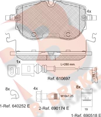 R Brake RB2394 - Тормозные колодки, дисковые, комплект autospares.lv