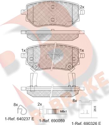 R Brake RB2343 - Тормозные колодки, дисковые, комплект autospares.lv