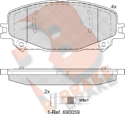 R Brake RB2304 - Тормозные колодки, дисковые, комплект autospares.lv