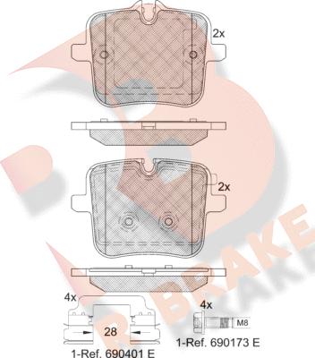 R Brake RB2308 - Тормозные колодки, дисковые, комплект autospares.lv