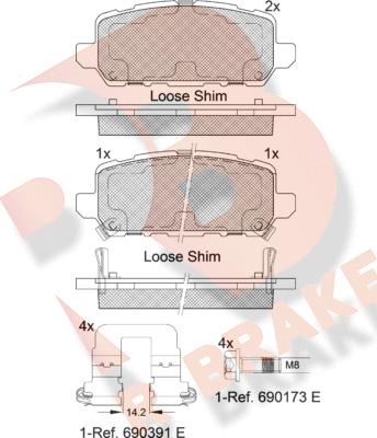 R Brake RB2312 - Тормозные колодки, дисковые, комплект autospares.lv