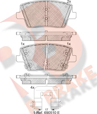 R Brake RB2334 - Тормозные колодки, дисковые, комплект autospares.lv