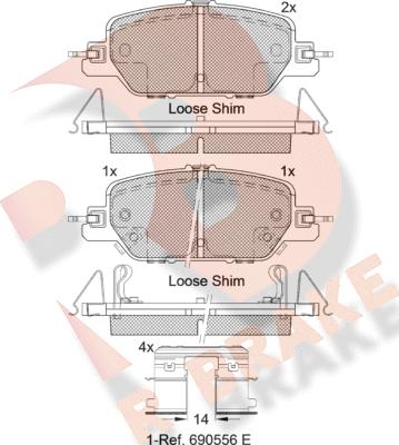 R Brake RB2323 - Тормозные колодки, дисковые, комплект autospares.lv