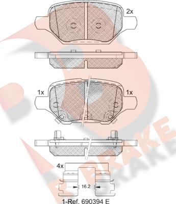 R Brake RB2370 - Тормозные колодки, дисковые, комплект autospares.lv