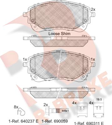 R Brake RB2372 - Тормозные колодки, дисковые, комплект autospares.lv