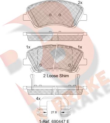 R Brake RB2298 - Тормозные колодки, дисковые, комплект autospares.lv